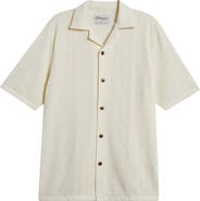 Original Paperbacks Capri Geometric Pointelle Knit Camp Shirt