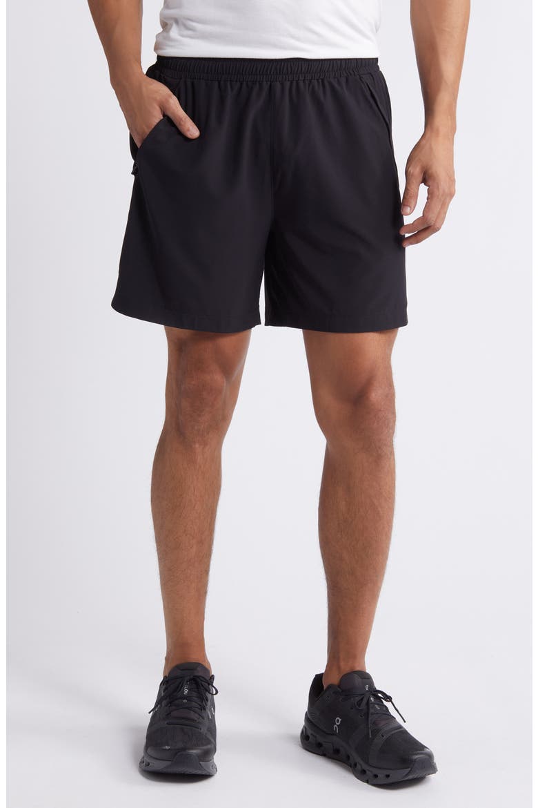 Racquet 6-Inch Athletic Shorts, Main, color, BLACK
