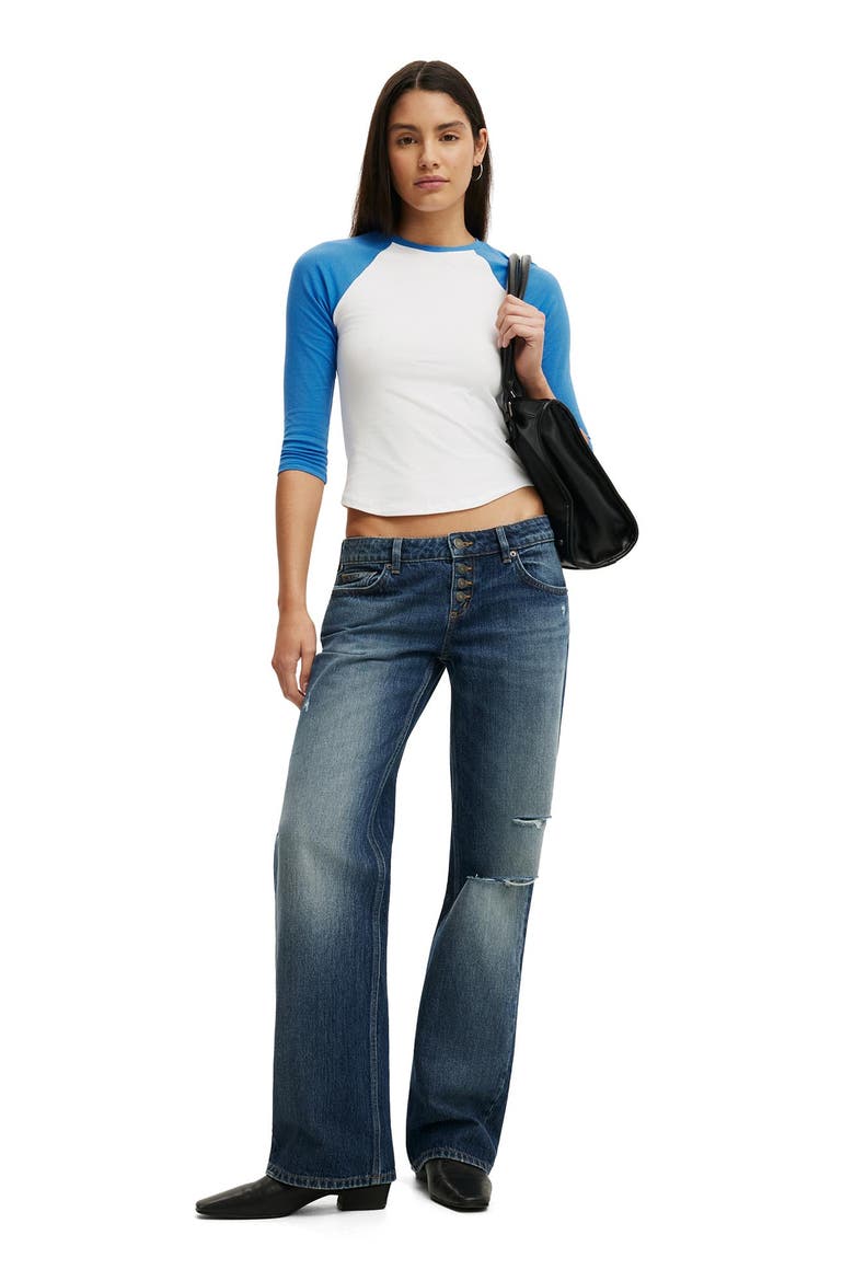 Women's 90S Baby Raglan 3/4 Tee, Alternate, color, White Cobalt