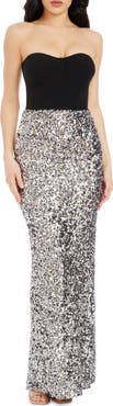 Dress the Population Vada Mixed Media Strapless Gown