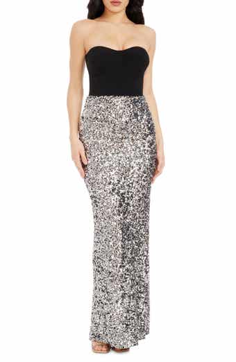 Dress the Population Vada Mixed Media Strapless Gown