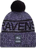 New Era Men's New Era Purple Baltimore Ravens 2025 Sideline Cold Weather Cuffed Knit Hat with Pom