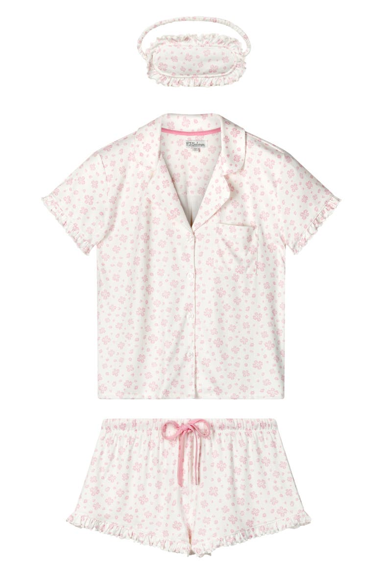 Pretty Petals Jersey Short Pajamas & Eye Mask, Alternate, color, SWEET PINK