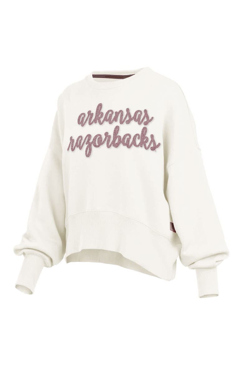 Women's Pressbox Cream Arkansas Razorbacks Chelsea Oversized Pullover Sweatshirt, Alternate, color, Cream