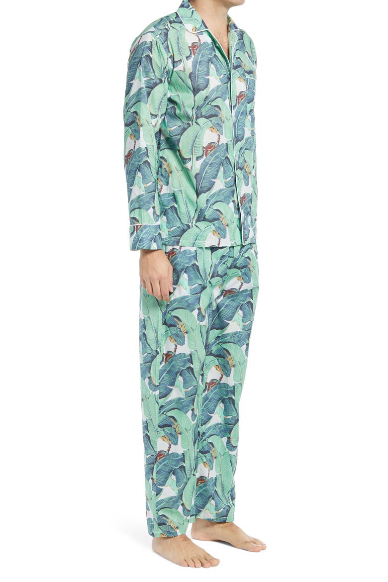 Men's Martinique® Banana Leaf Print Pajamas, Alternate, color, GREEN