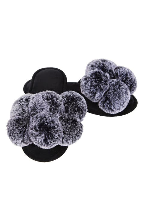 Luxe Faux Fur Pom Memory Foam Slipper (Women)