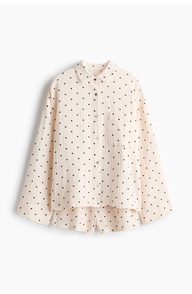 H&M Pyjama Shirt And Shorts, Main, color, Cream/Polka Dot