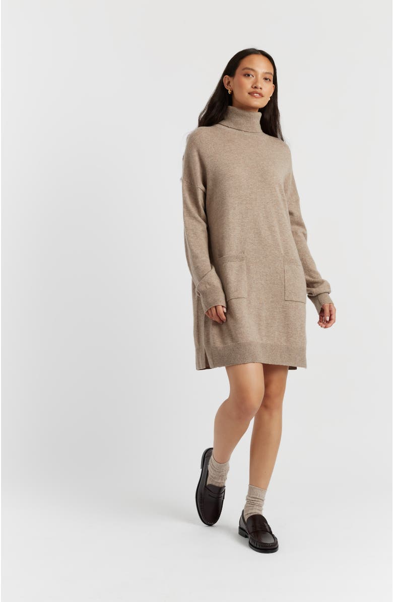 Chinti & Parker Cashmere Rollneck Dress, Alternate, color, Warm Oatmeal
