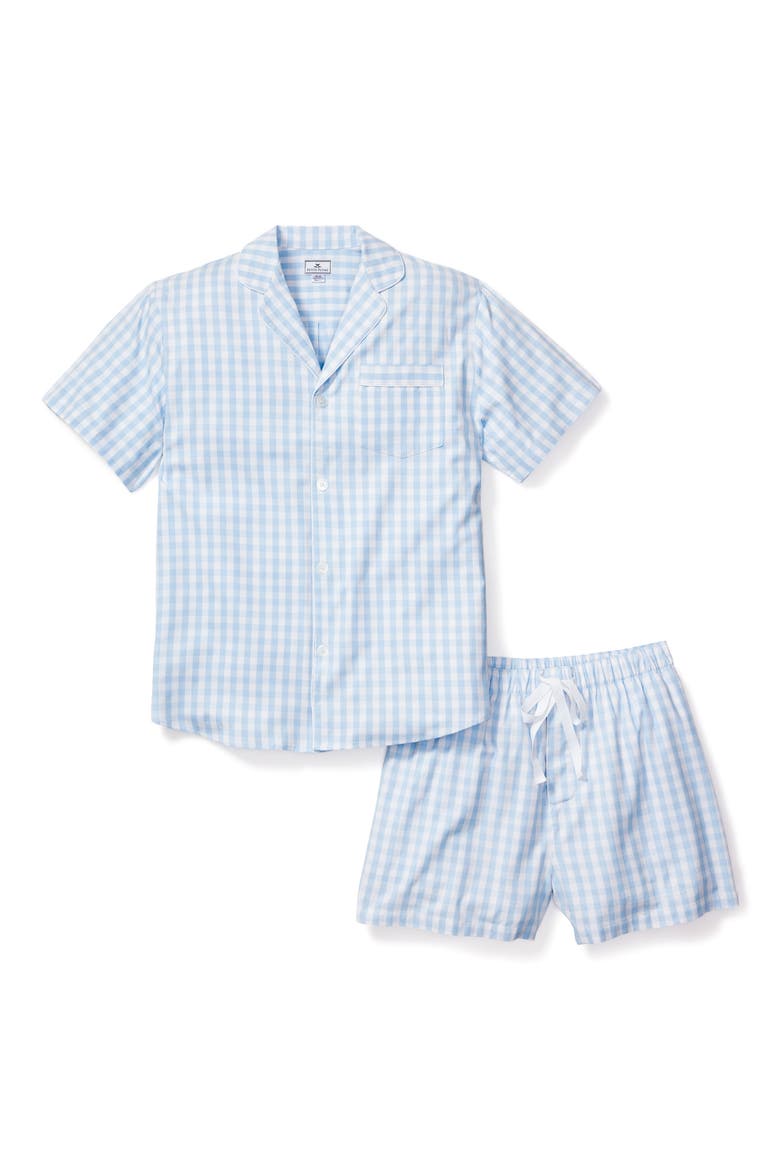 Gingham Cotton Short Pajamas, Main, color, BLUE