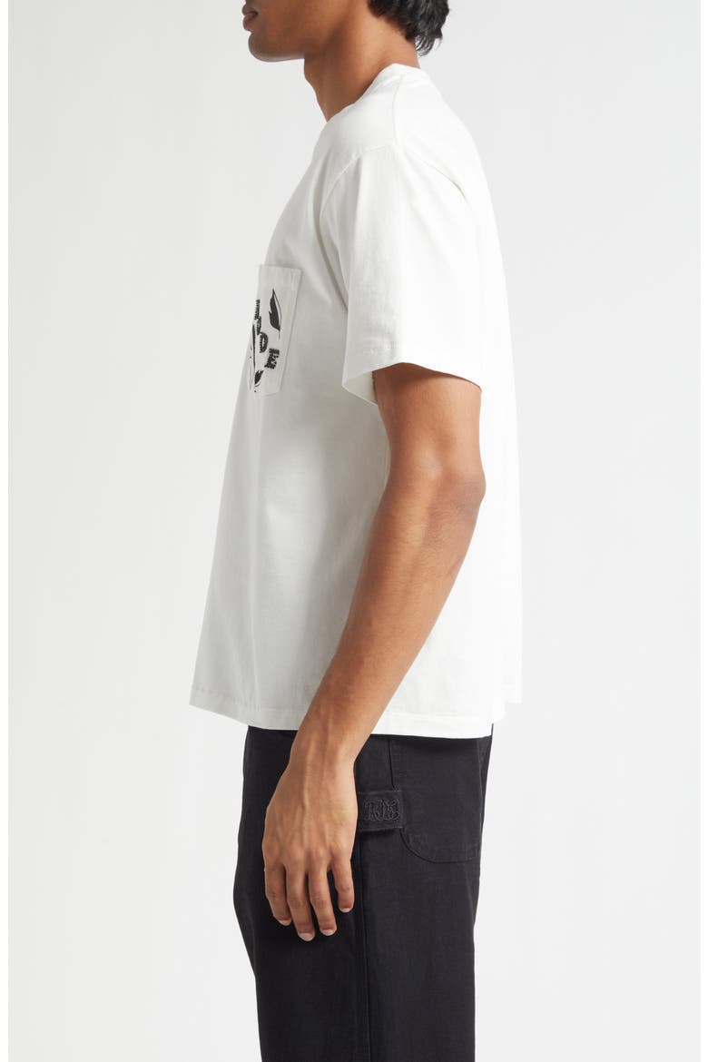 Beaded Leaf Pocket T-Shirt, Alternate, color, CREAM