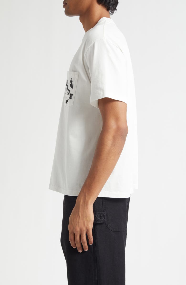 Bode Beaded Leaf Pocket T-Shirt, Alternate, color, Cream