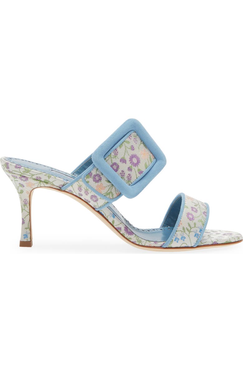 Manolo Blahnik Gamble Floral Sandal, Alternate, color, Blue/ Ivory Multi
