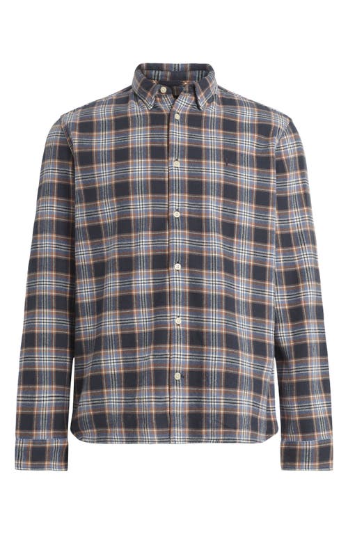 Allsaints Ventana Check Relaxed Fit Button-up Shirt In Marine Blue