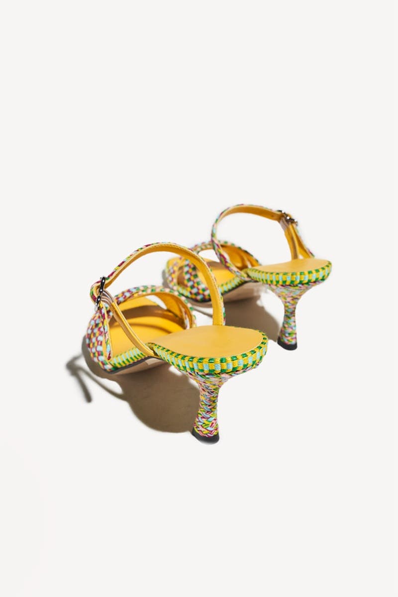Irene Handwoven Sculptural Heel Mule Sandal, Alternate, color, Caribe