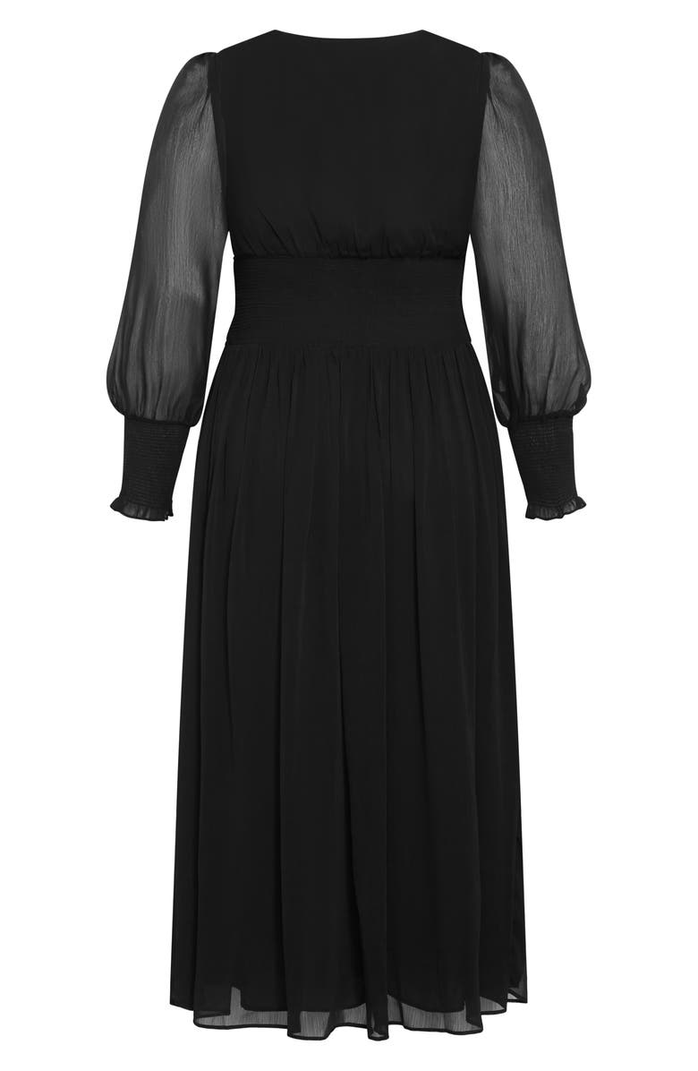 City Chic Selena Long Sleeve Chiffon Maxi Dress, Alternate, color, Black