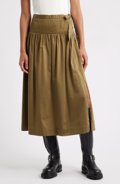 Josie Drop Waist Organic Cotton Midi Skirt