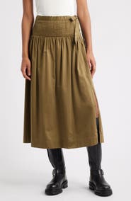 Damson Madder Josie Drop Waist Organic Cotton Midi Skirt