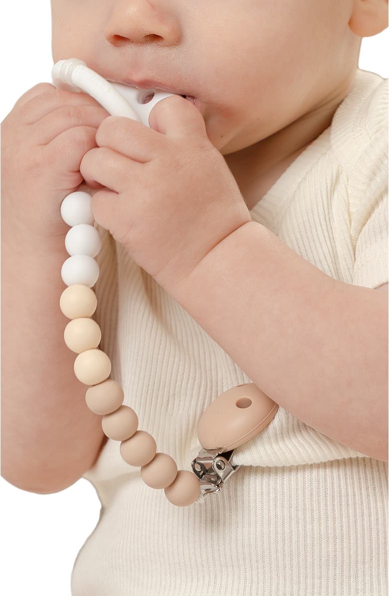 Comfy Cubs Pacifier Clips, 2 Pack, Alternate, color, Beige, Light Beige & White