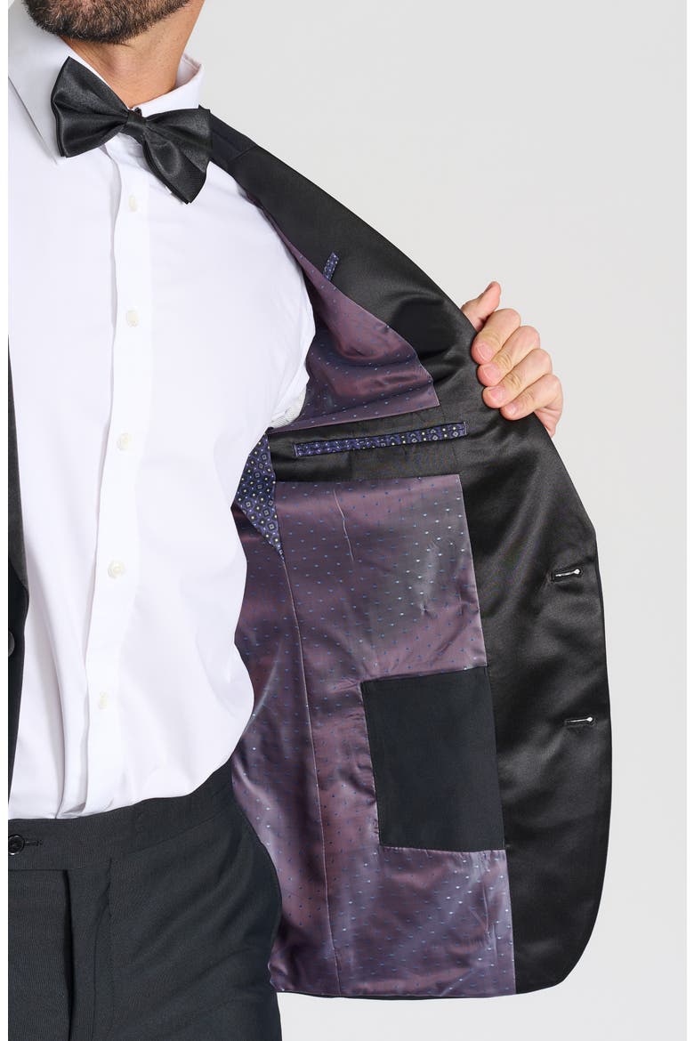 Peak Lapel Slim Fit Tuxedo Jacket, Alternate, color, BLACK