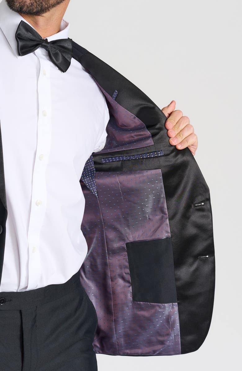 SAVILE ROW CO Peak Lapel Slim Fit Tuxedo Jacket, Alternate, color, Black