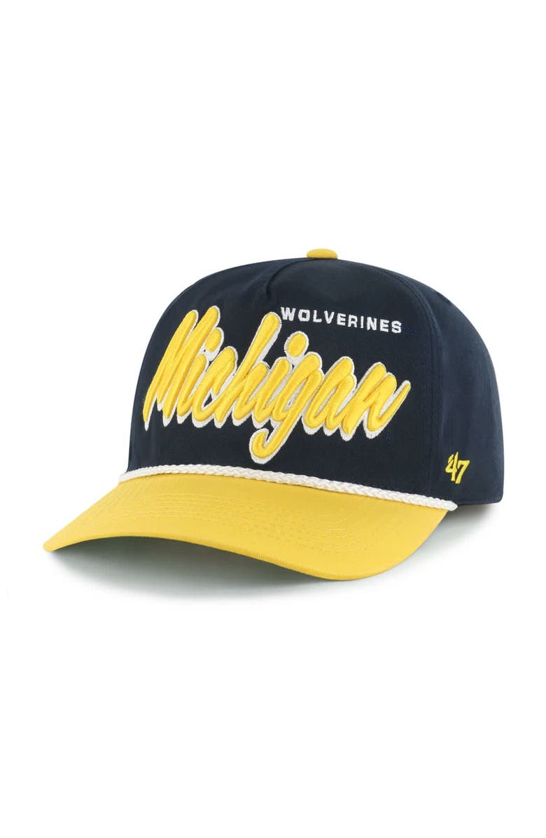 '47 Men's '47 Navy Michigan Wolverines Dropshadow Rope Hitch Adjustable Hat, Alternate, color, 