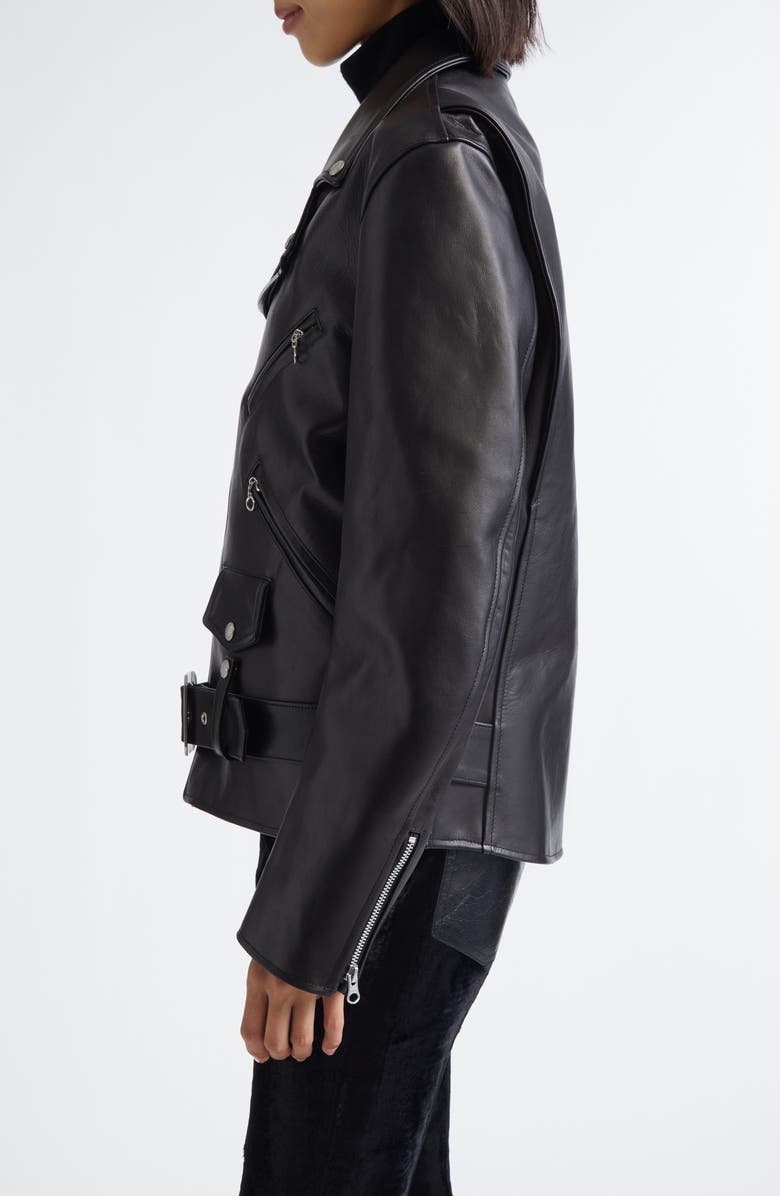 Junya Watanabe Leather Biker Jacket, Alternate, color, Black