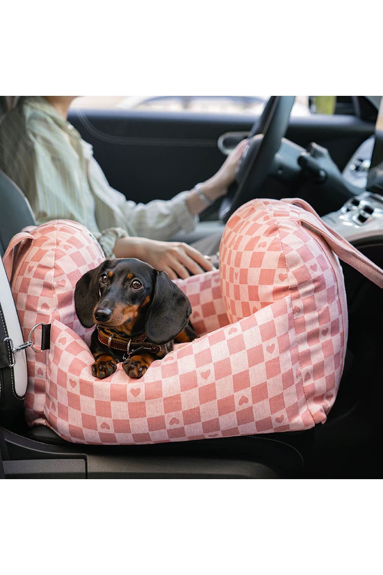 First Class Dog Car Seat Bed, Alternate, color, Pink Heart