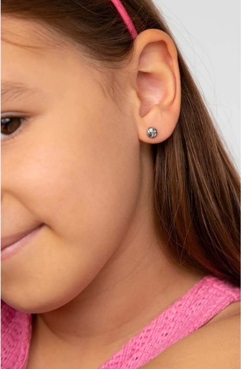 In Season Jewelry Volleyball Girl Earrings, Alternate, color, Silver