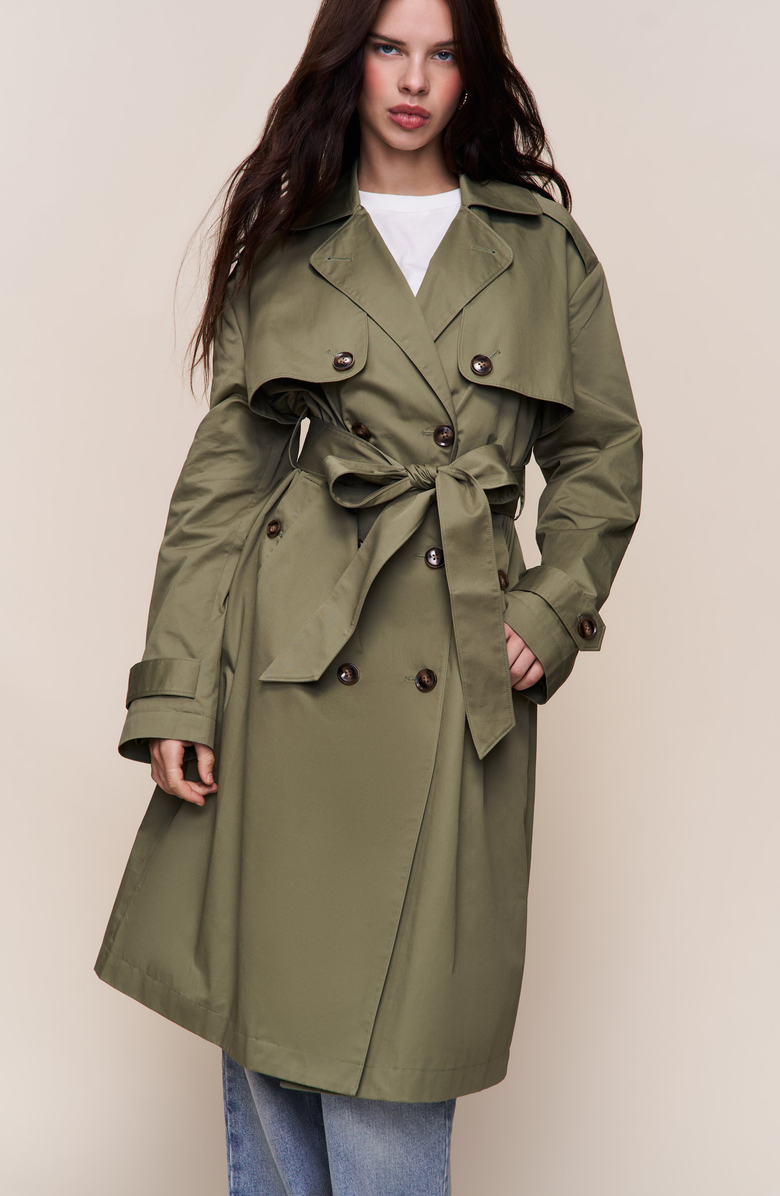 Guizio Classic Trench Coat, Alternate, color, Olive