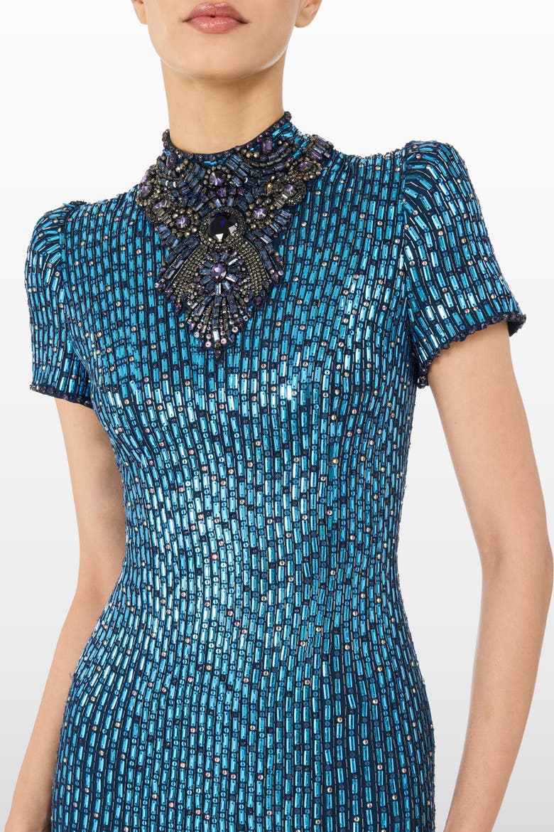 Amber Embellished Maxi Dress, Alternate, color, Lapis