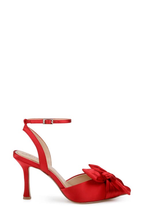 Jewel Badgley Mischka Francine Ankle Strap Pointed Toe Sandal In Red