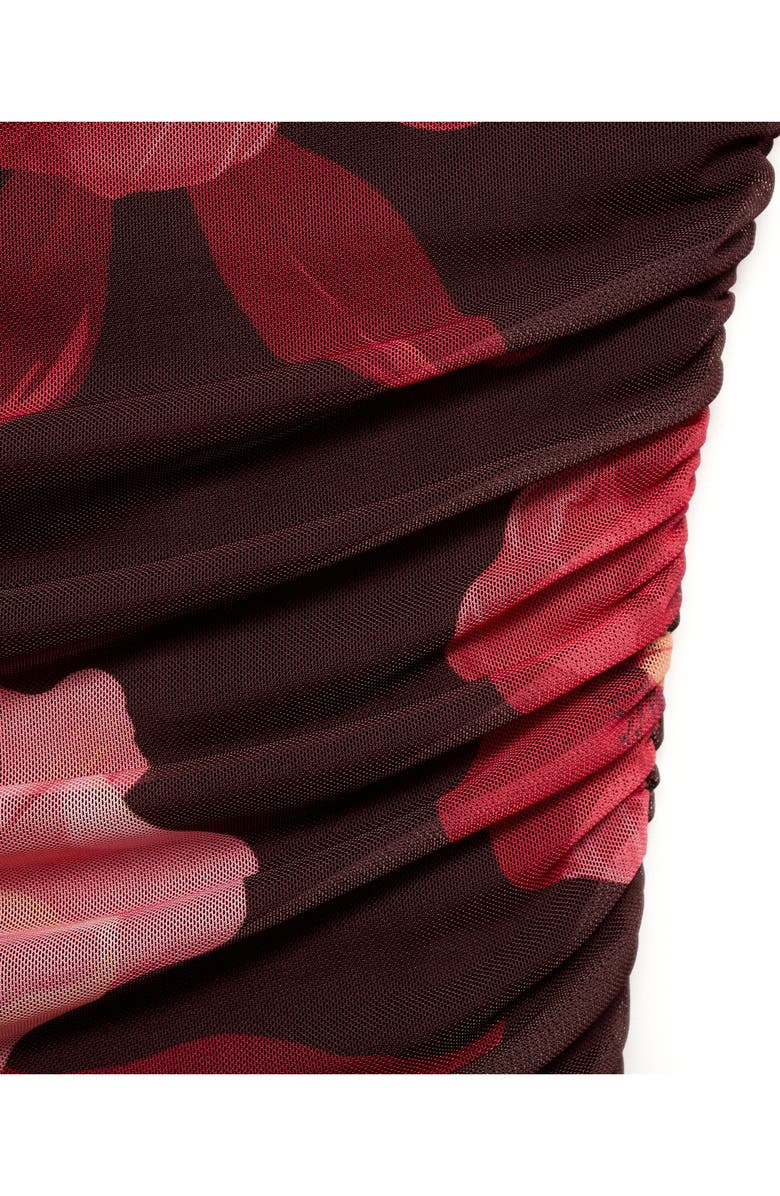 MANGO Floral Asymmetric One-Shoulder Top, Alternate, color, Brown