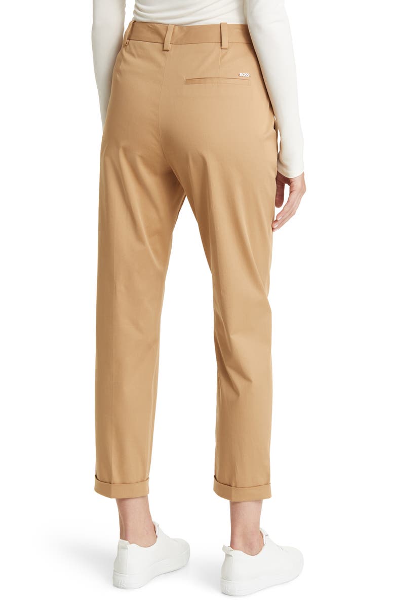 BOSS Tachinoa Stretch Cotton Ankle Pants, Alternate, color, Med Bge