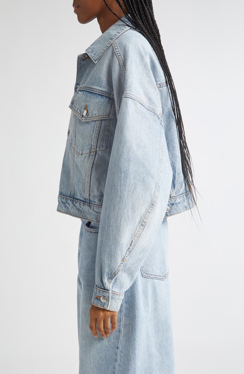 Alexander Wang Clip Denim Trucker Jacket, Alternate, color, Vintage Bleach Blue