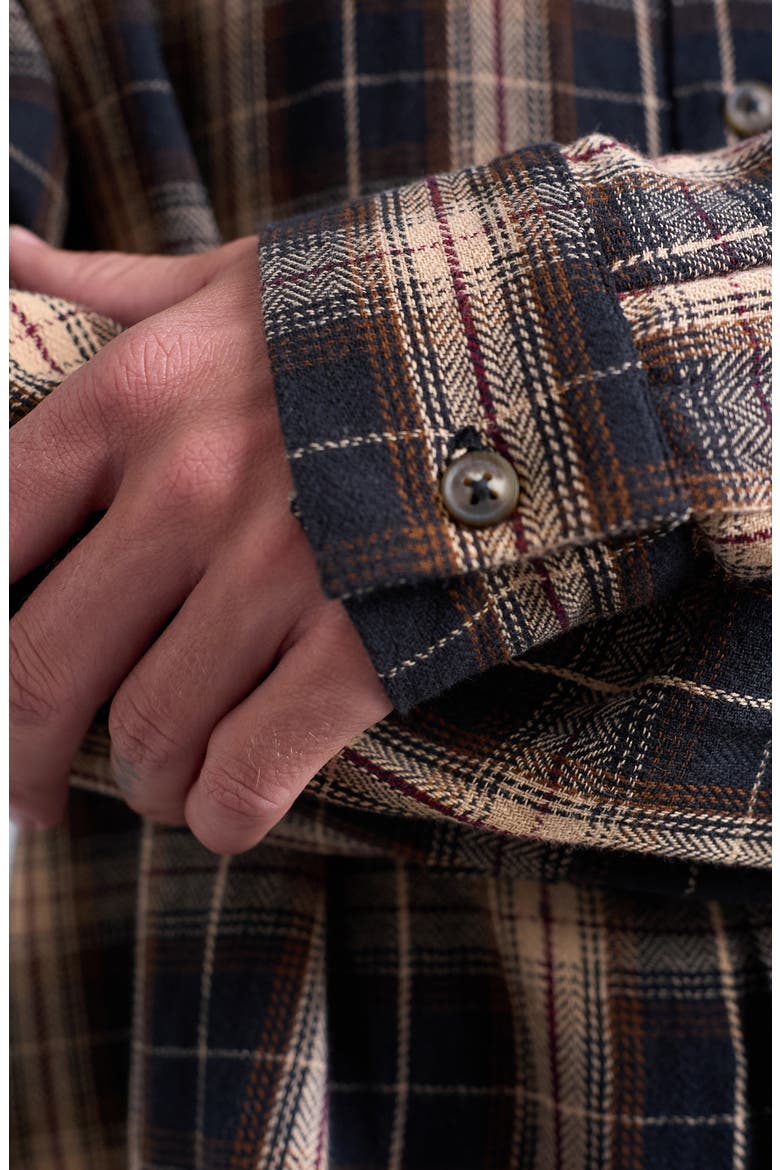 Relaxed Fit Flannel Crop Button-Up Shirt, Alternate, color, BROWN