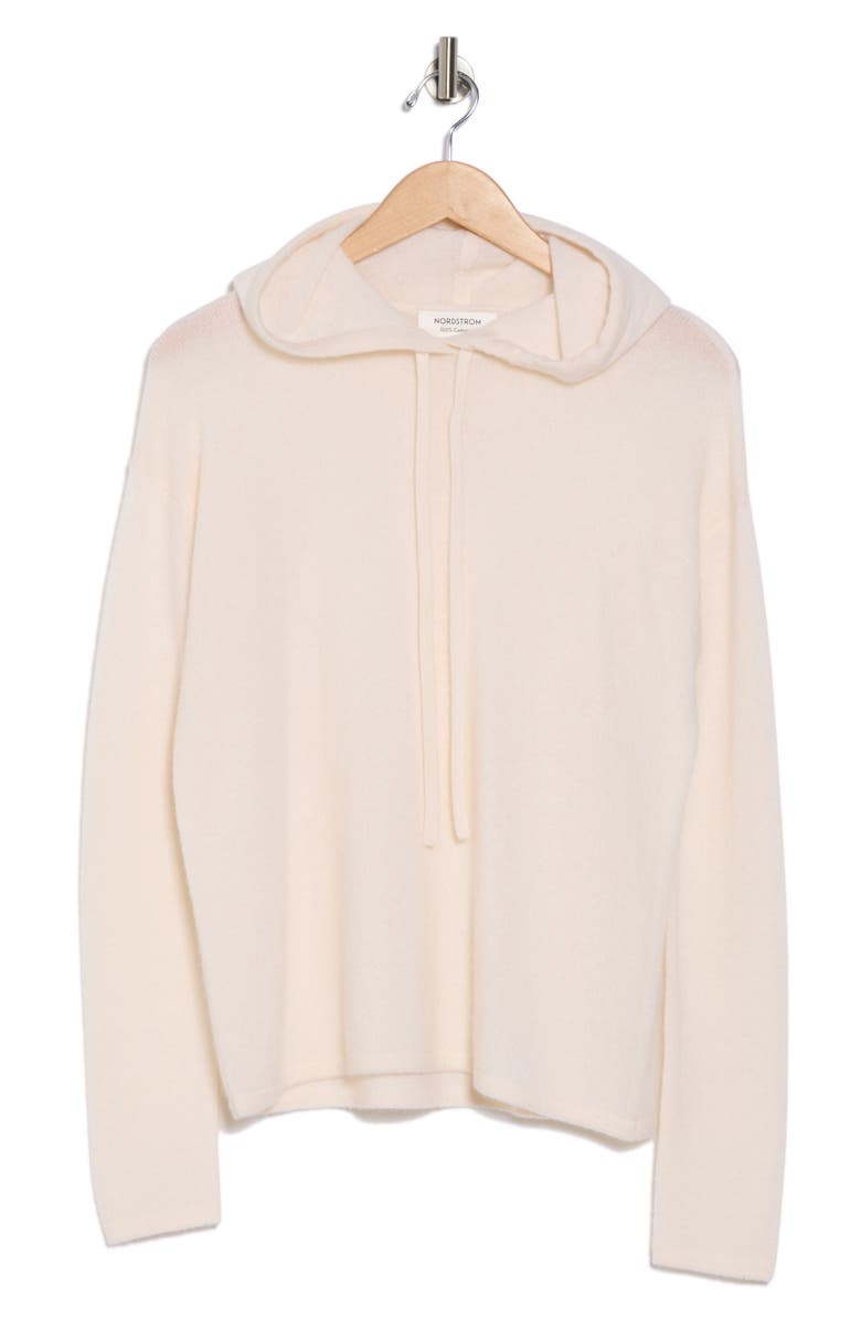 Nordstrom Cashmere Sweater Hoodie, Alternate, color, Ivory Pristine