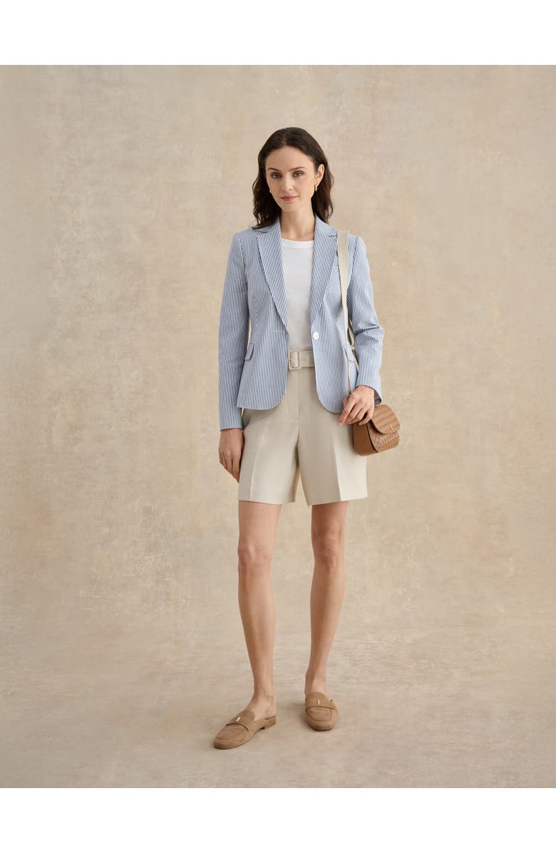 HOBBS LONDON Blake Structured Single-Button Blazer, Alternate, color, Blue White