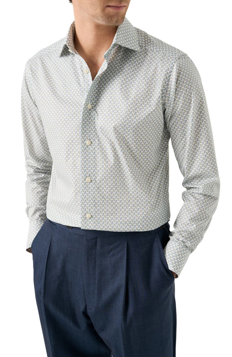 Eton Contemporary Fit Signature Twill Button-Up Shirt, Main, color, Medium Blue