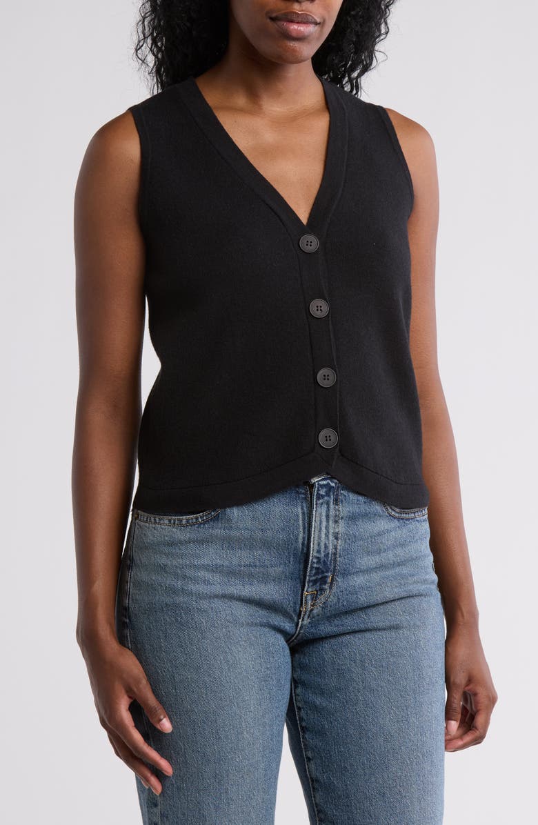 BY DESIGN Juniper Sweater Vest, Main, color, Black