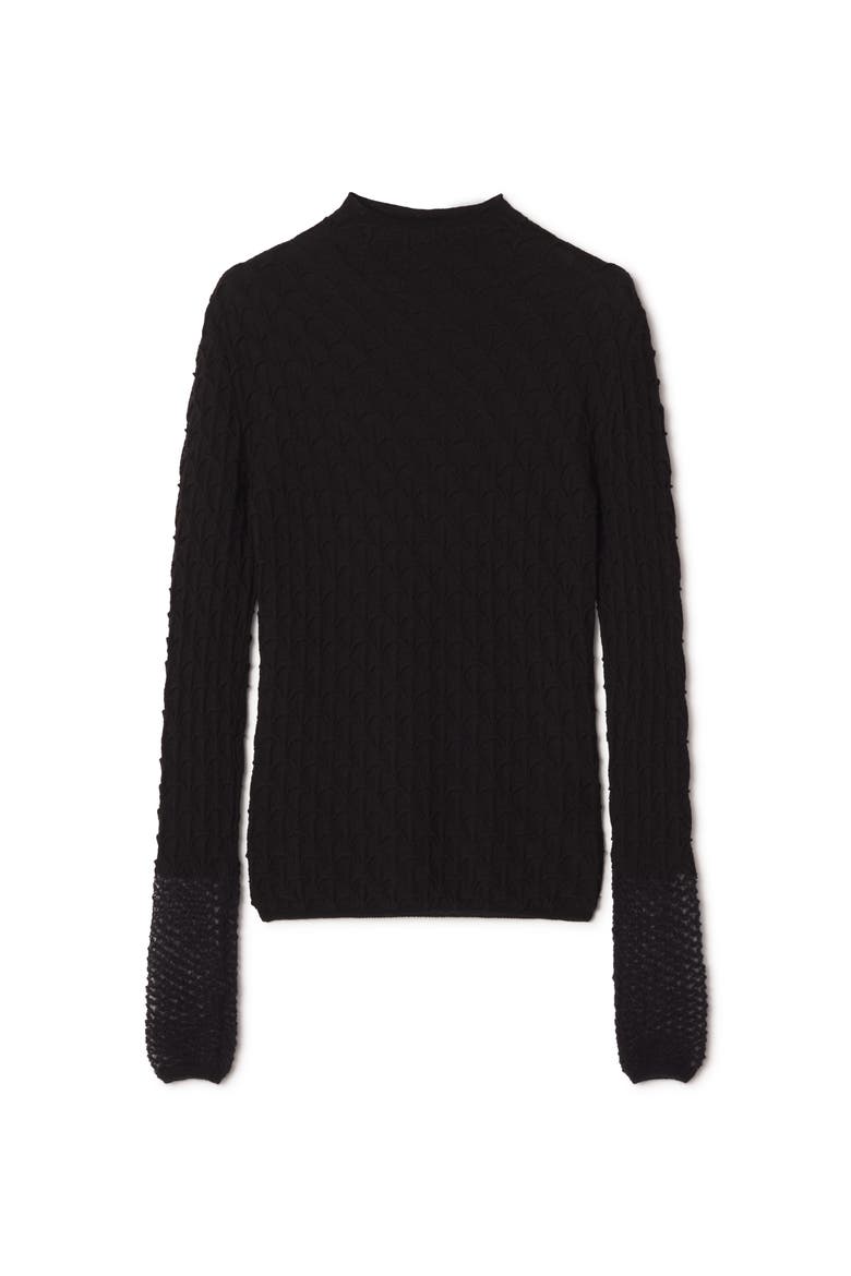 High-Neck Top In Wool And Mohair, Alternate, color, Black