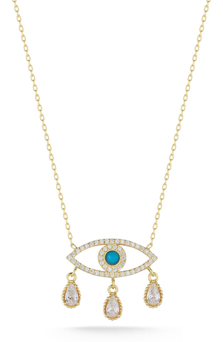 SPHERA MILANO Evil Eye Pendant Necklace, Main, color, Gold