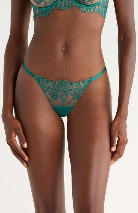 Amaris Embroidered Satin & Tulle Thong