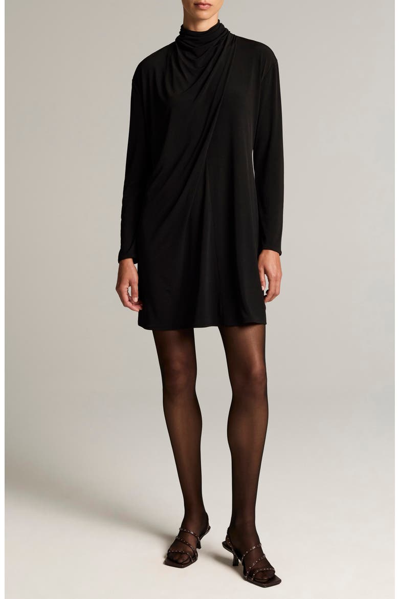 Draped Cowl Neck Long Sleeve Top, Main, color, BLACK