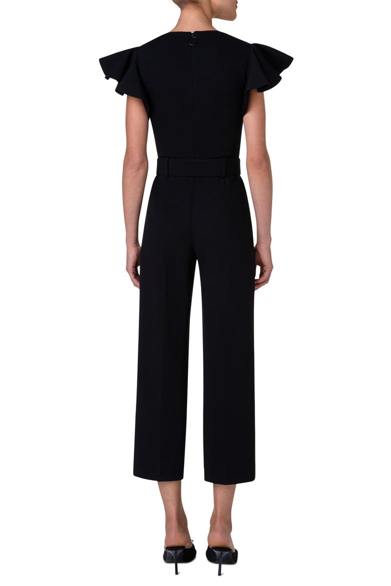 Flutter Sleeve Crop Jumpsuit, Alternate, color, BLACK