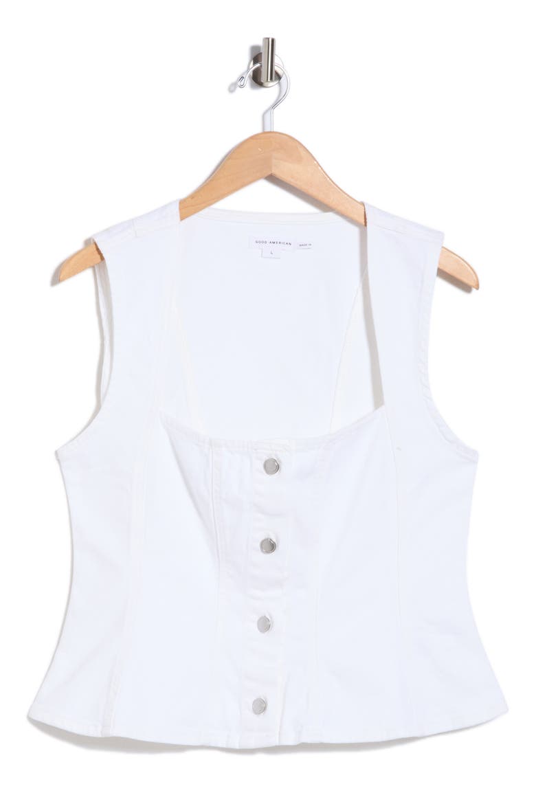 Button Front Peplum Top, Main, color, WHITE001