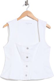 Good American Button Front Peplum Top