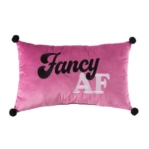 Fancy AF Lumbar Velvet Pillow Polyester Pink