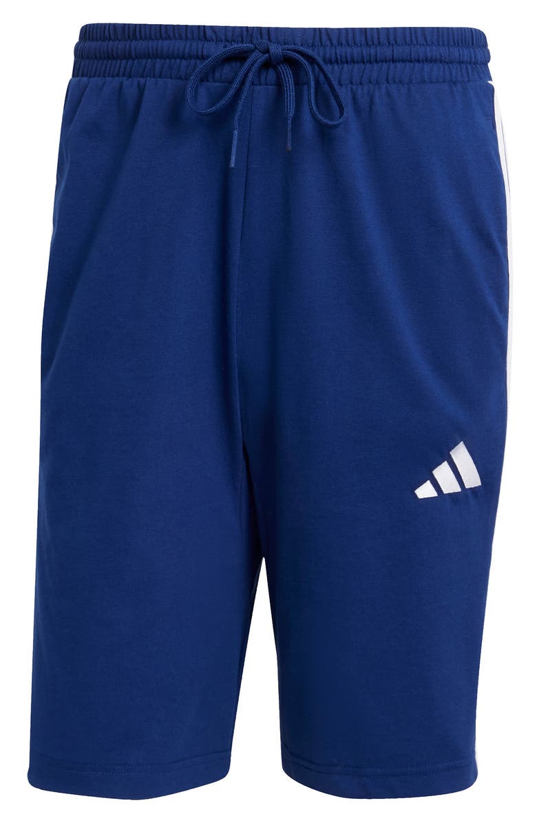 adidas Essentials 3-Stripes Fleece Shorts, Alternate, color, Dark Blue/ White