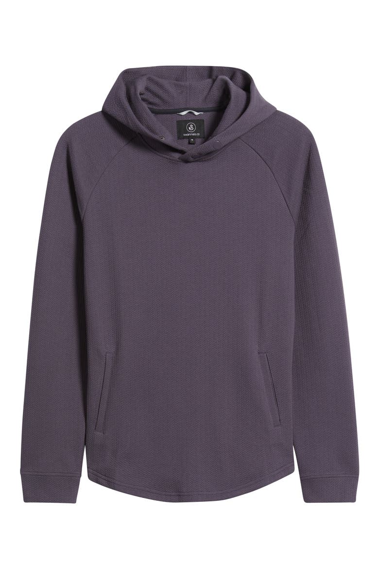 Luke Hooded Cotton Blend Performance Pullover, Alternate, color, PLUM