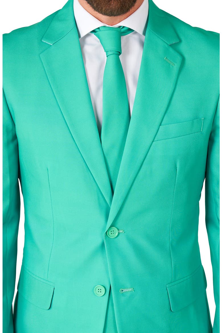 Trendy Turquoise Slim Fit Two-Piece Suit & Tie Set, Alternate, color, GREEN